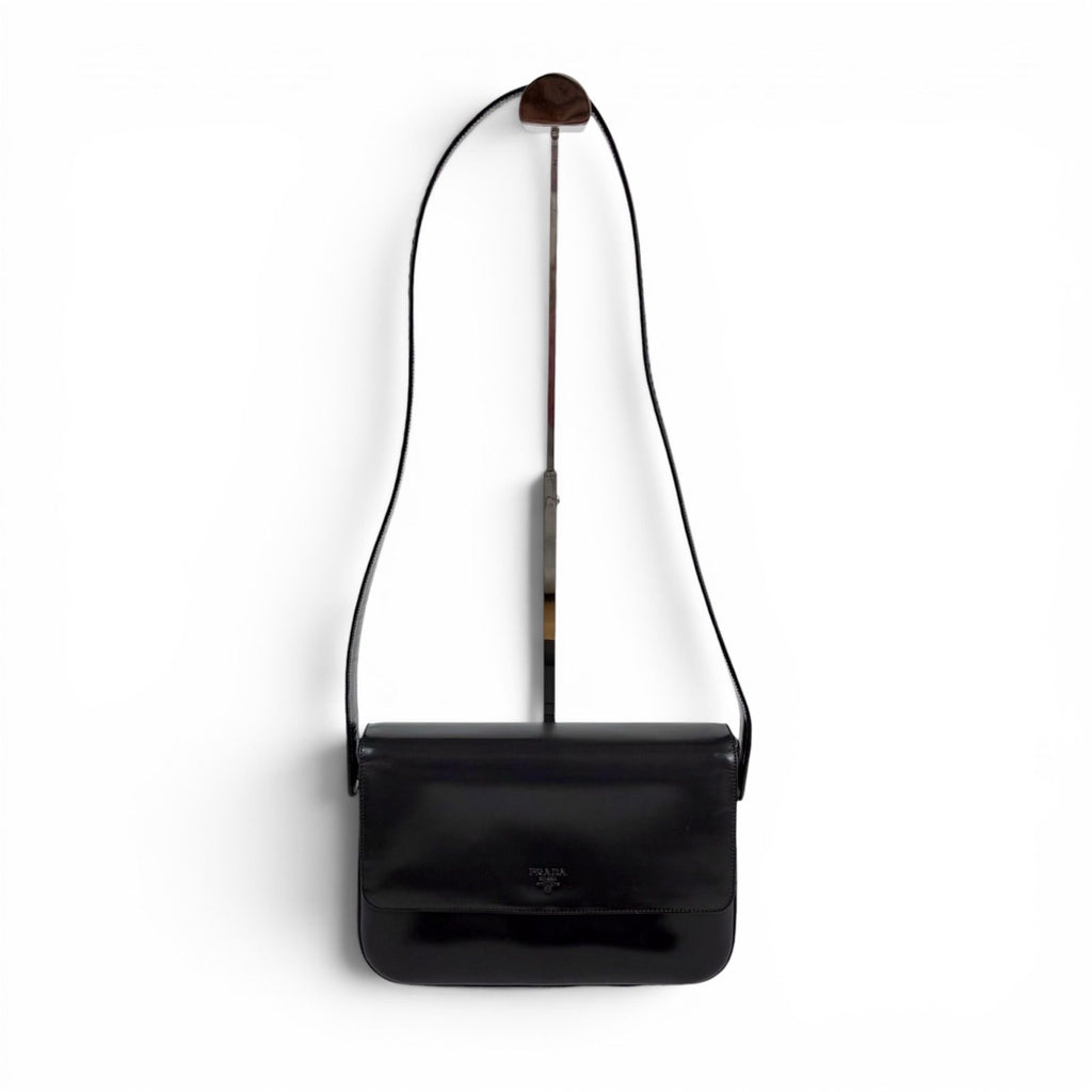 Prada Gradient Mirror Calf Leather Shoulder Bag Gray Black — view 2