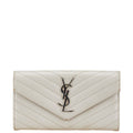 Saint Laurent Cassandra Stitch Wallet White Leather
