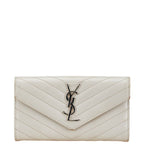 Saint Laurent Cassandra Stitch Wallet White Leather