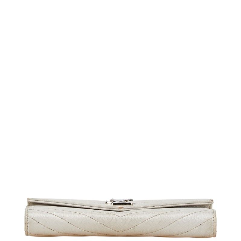 Saint Laurent Cassandra Stitch Wallet White Leather — view 3