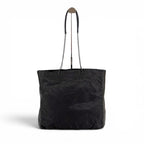 Prada Flower Motif Chain Tote Tessuto Nylon Leather Black Rose — view 2