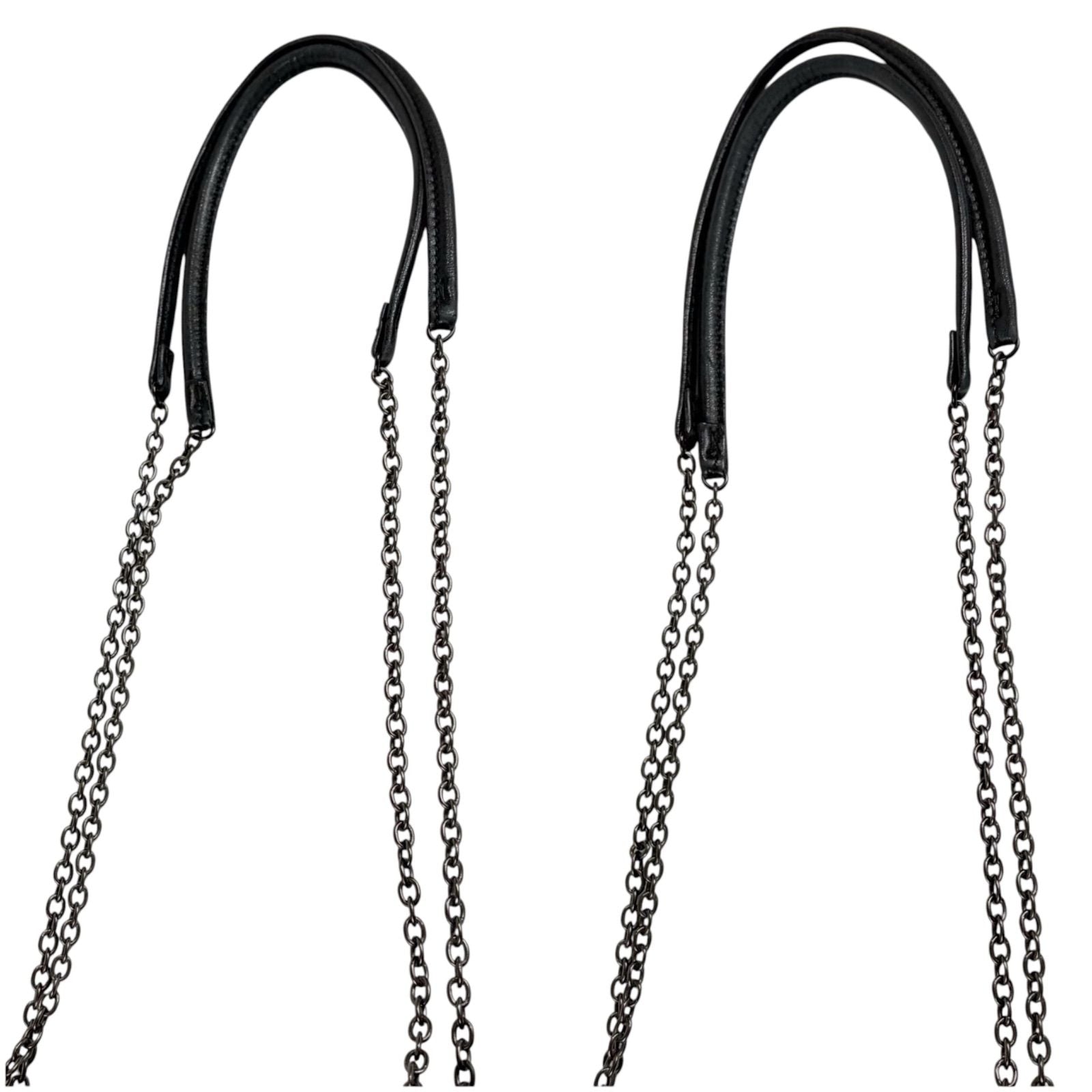 Prada Flower Motif Chain Tote Tessuto Nylon Leather Black Rose — view 6