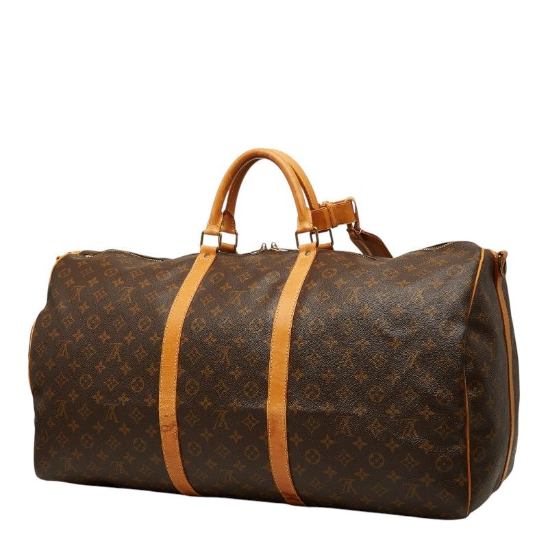 Louis Vuitton Monogram Keepall Bandouliere 60 Boston Bag 2-Way Brown Leather — view 2