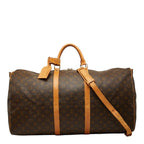 Louis Vuitton Monogram Keepall Bandouliere 60 Boston Bag 2-Way Brown Leather