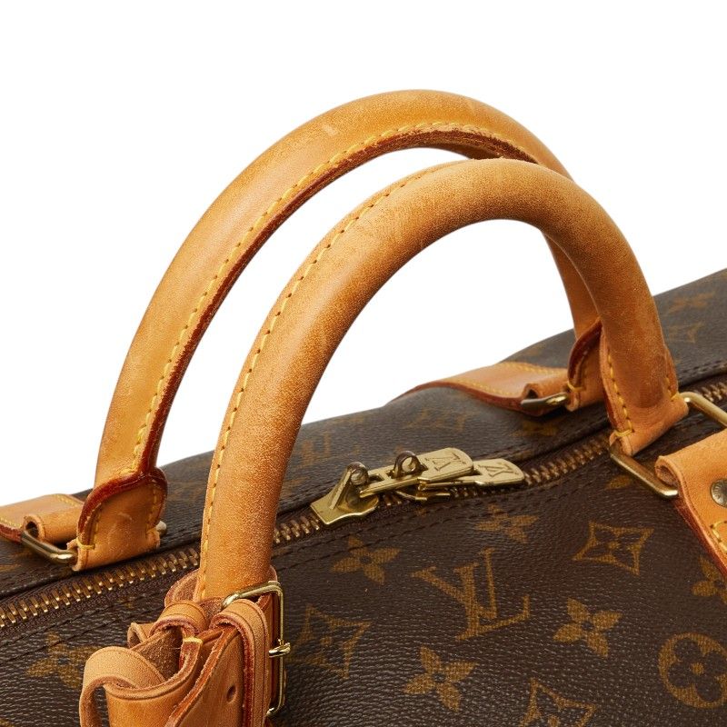 Louis Vuitton Monogram Keepall Bandouliere 60 Boston Bag 2-Way Brown Leather — view 4