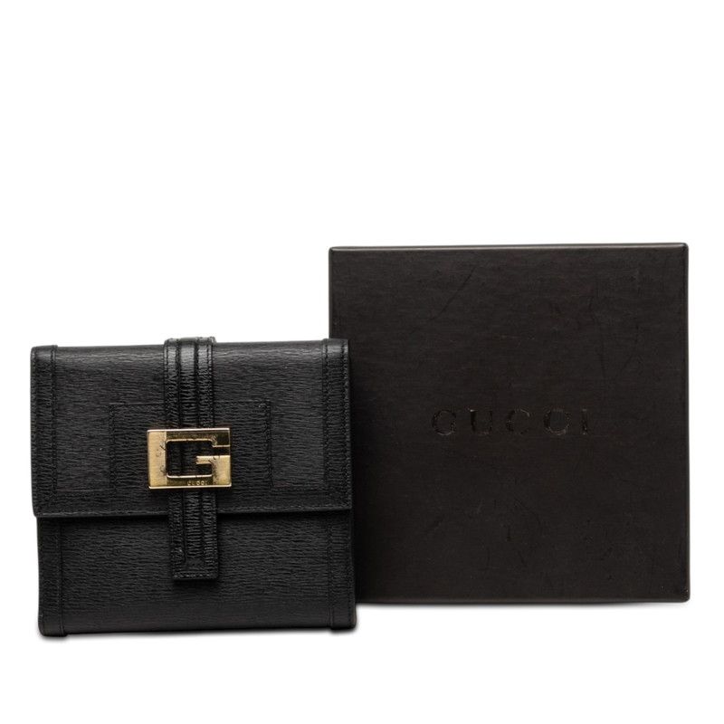 Gucci Logo Bifold Wallet Black Leather — view 8