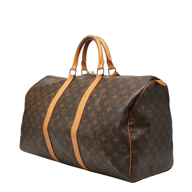 Louis Vuitton Monogram Keepall 50 Boston Bag Brown Leather — view 2