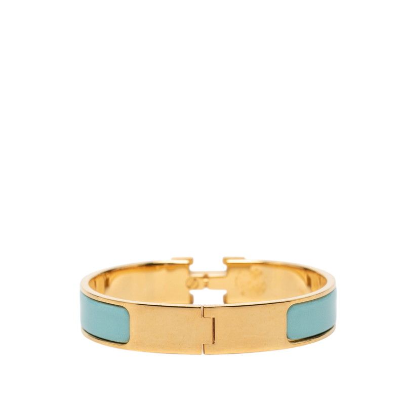 Hermes Click PM Bracelet Bangle Gold Blue Plated — view 3