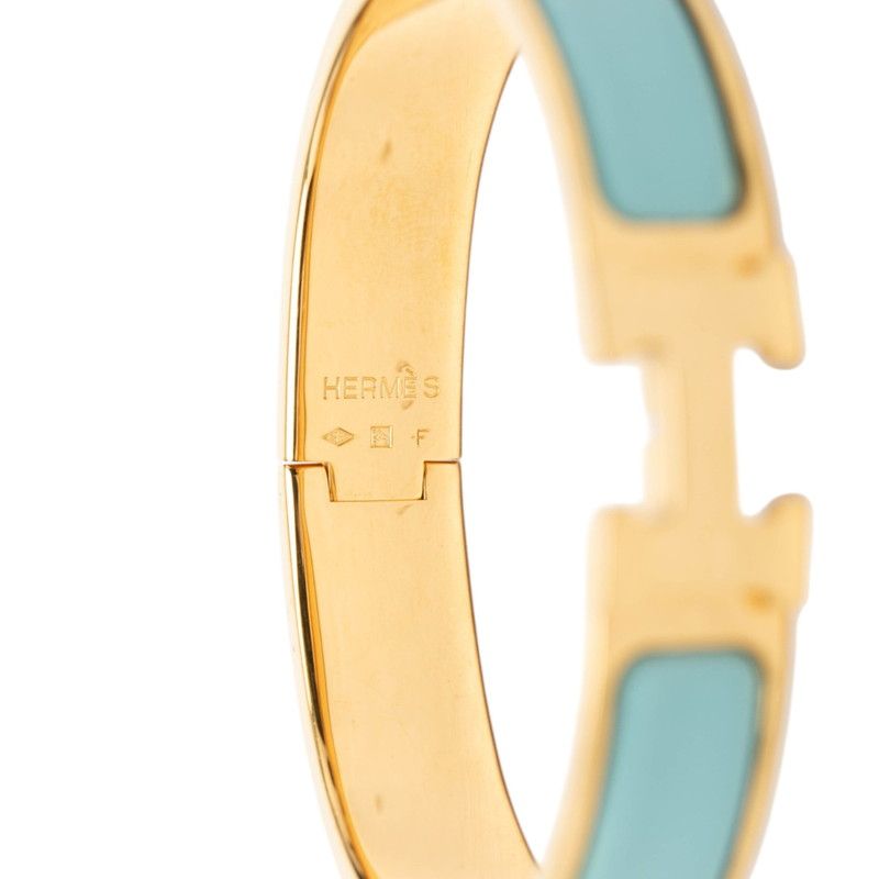 Hermes Click PM Bracelet Bangle Gold Blue Plated — view 4