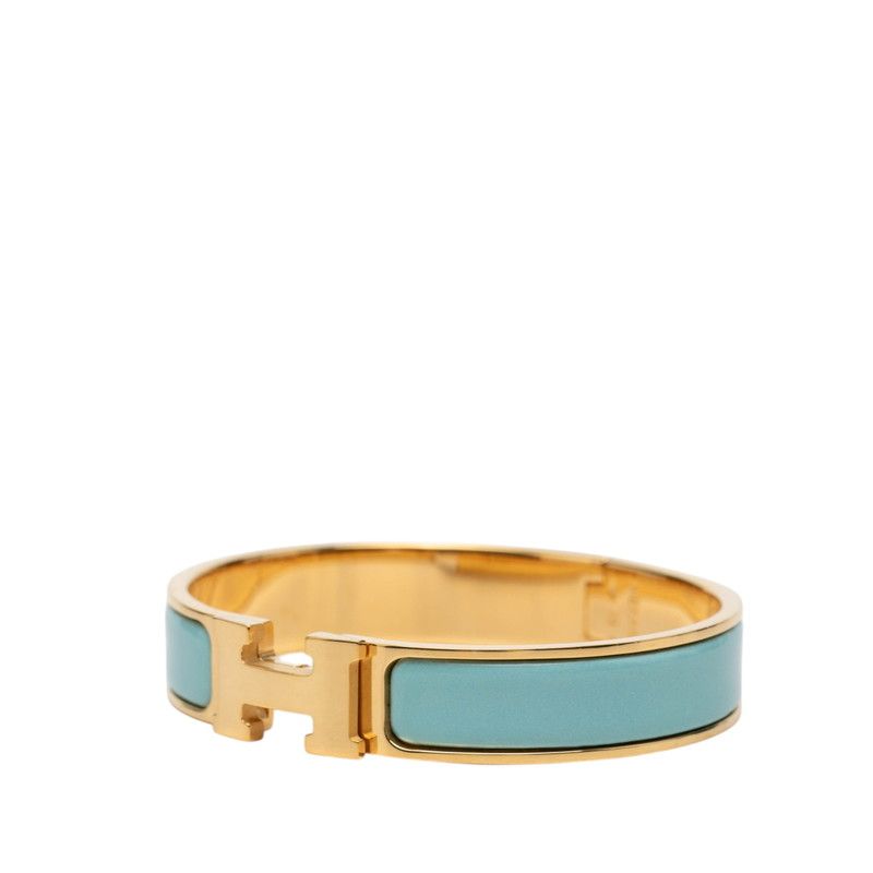 Hermes Click PM Bracelet Bangle Gold Blue Plated — view 2