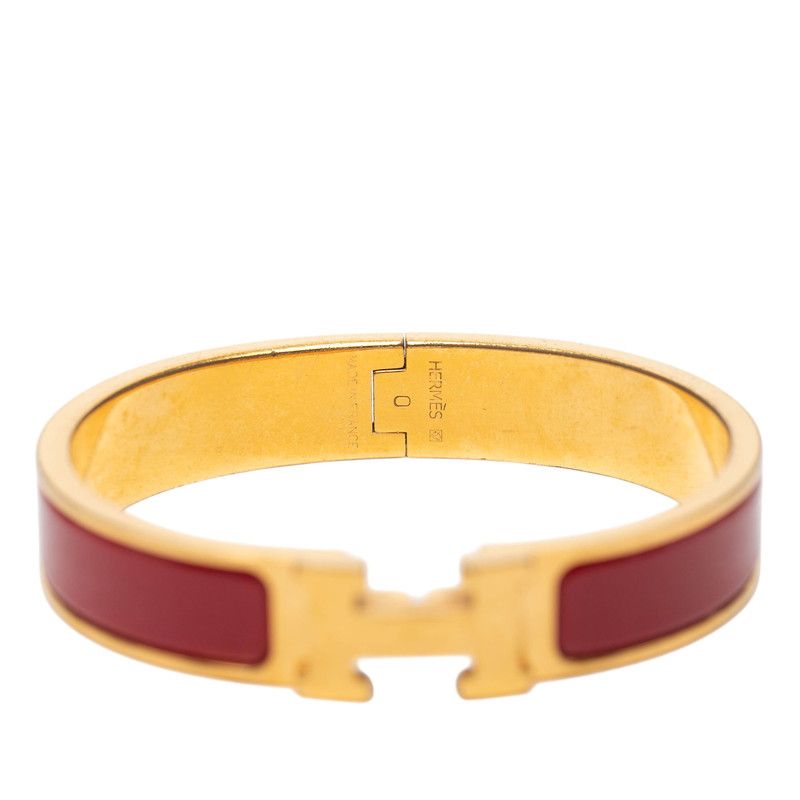 Hermes Click PM Enamel Bracelet Bangle Gold Red Plated — view 4