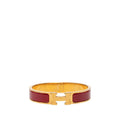 Hermes Click PM Enamel Bracelet Bangle Gold Red Plated