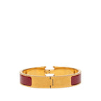 Hermes Click PM Enamel Bracelet Bangle Gold Red Plated — view 3