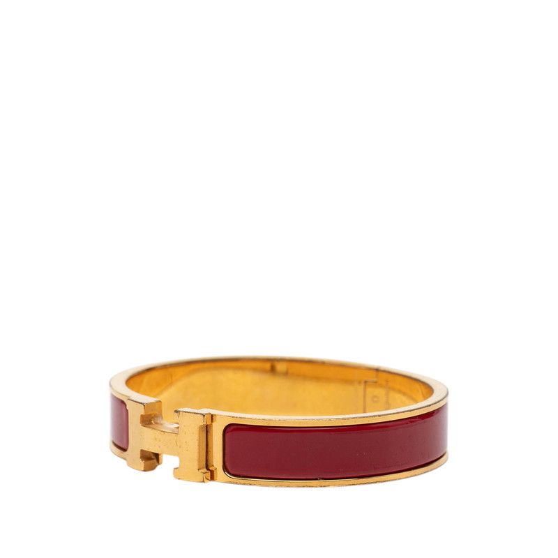 Hermes Click PM Enamel Bracelet Bangle Gold Red Plated — view 2