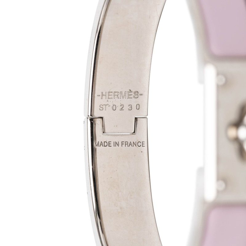 Hermes Click Ano Bracelet Bangle Silver Pink Metal — view 4