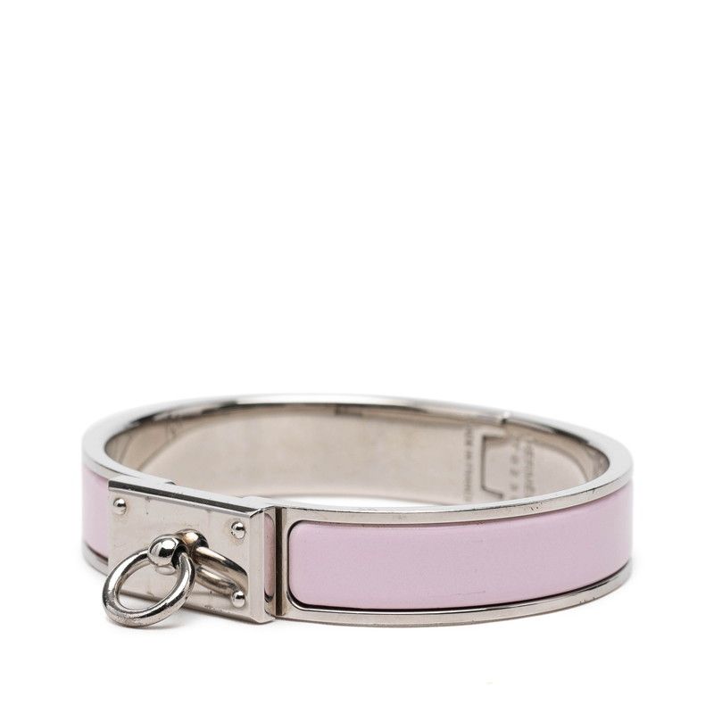 Hermes Click Ano Bracelet Bangle Silver Pink Metal — view 2
