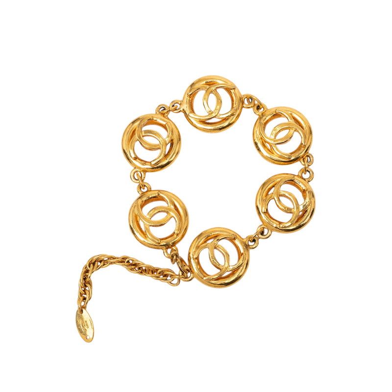 Chanel CC Logo Round Bracelet Gold Plated — view 3