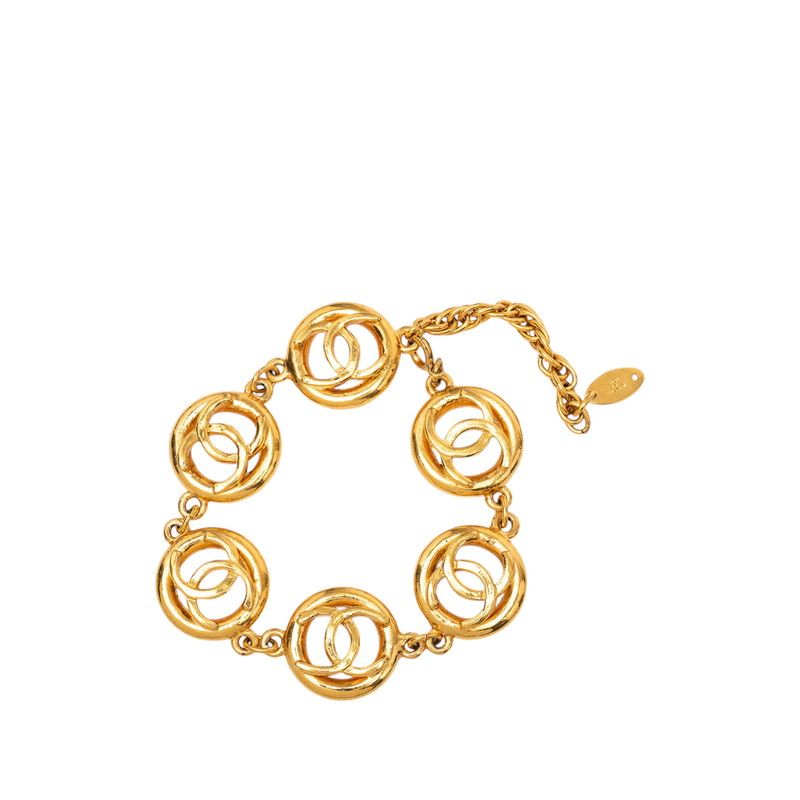 Chanel CC Logo Round Bracelet Gold Plated