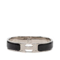 Hermes Click PM Bangle Silver Black Metal Enamel 1- Bracelet