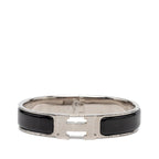 Hermes Click PM Bangle Silver Black Metal Enamel 1- Bracelet