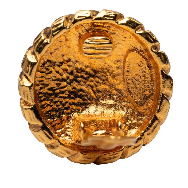 Chanel CC Logo Round Earrings Gold Plated — view 3
