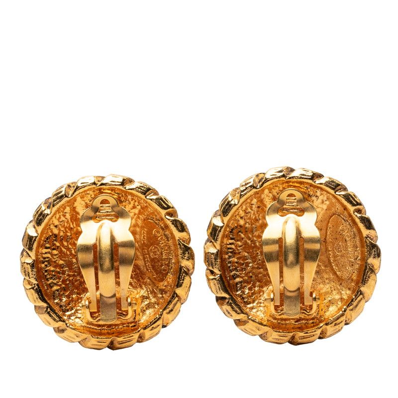 Chanel CC Logo Round Earrings Gold Plated — view 2