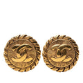 Chanel CC Logo Round Earrings Gold Plated