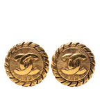 Chanel CC Logo Round Earrings Gold Plated