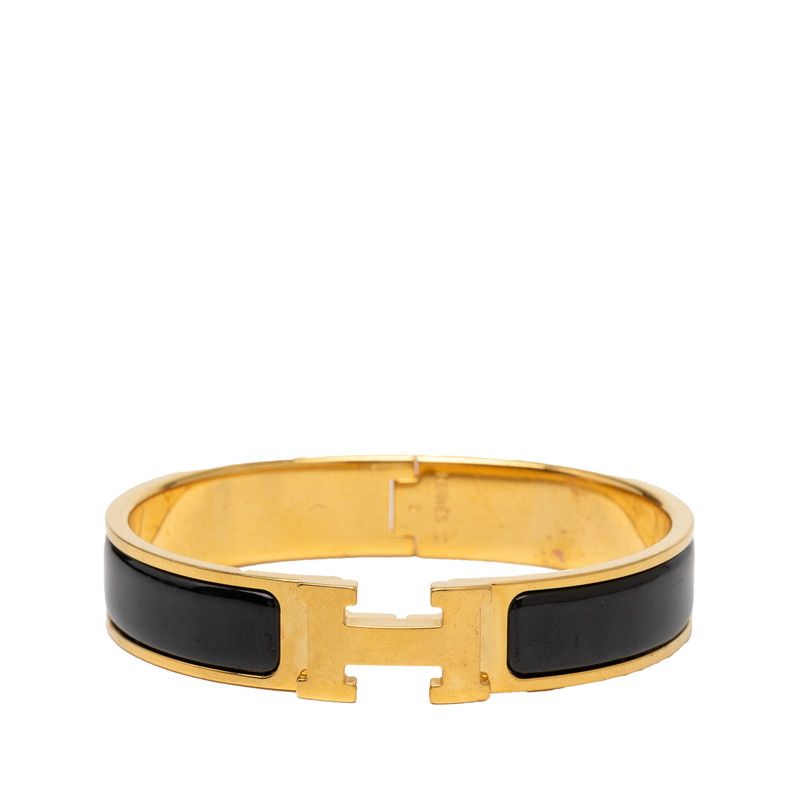 Hermes Click PM Bangle Gold Black Plated Enamel 1- Bracelet