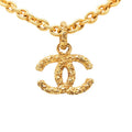 Chanel CC Logo Lava Motif Necklace Gold Plated