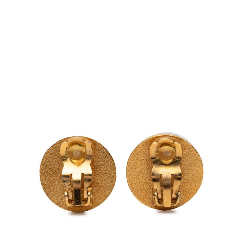 Chanel CC Logo Vintage Earrings Gold Black Plated — view 2