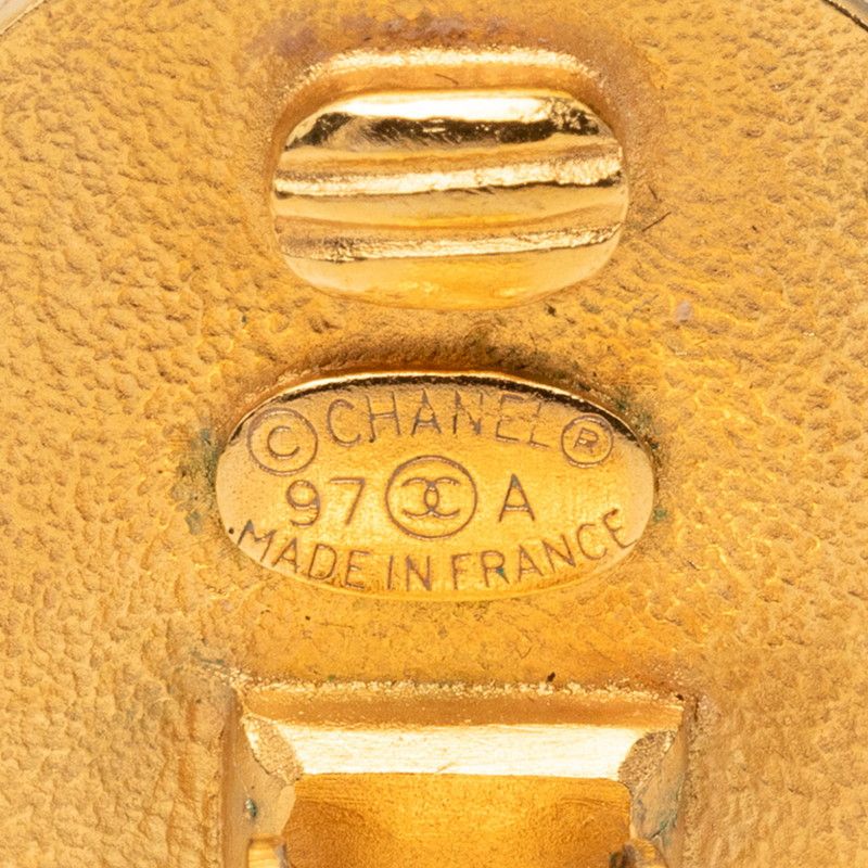 Chanel CC Logo Vintage Earrings Gold Black Plated — view 3