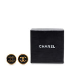 Chanel CC Logo Vintage Earrings Gold Black Plated — view 4