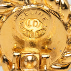 Celine Round Pearl Earrings Gold Plated — view 3