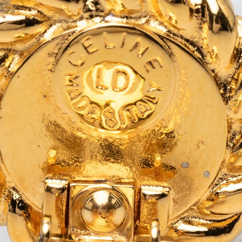 Celine Round Pearl Earrings Gold Plated — view 3