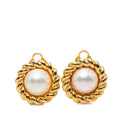 Celine Round Pearl Earrings Gold Plated