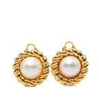 Celine Round Pearl Earrings Gold Plated