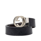 Gucci Guccissima Interlocking 90 36 Black Leather 1- Belt