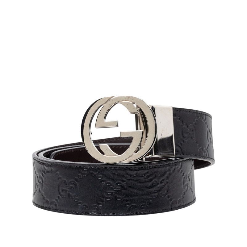 Gucci Guccissima Interlocking 90 36 Black Leather 1- Belt