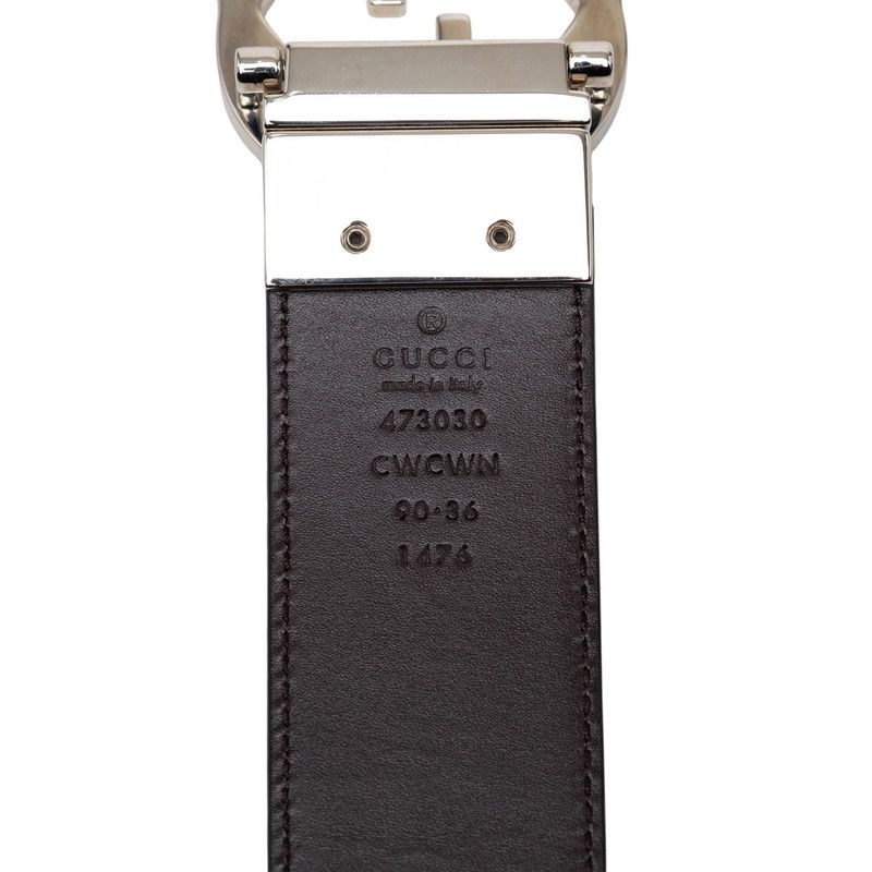 Gucci Guccissima Interlocking 90 36 Black Leather 1- Belt — view 5