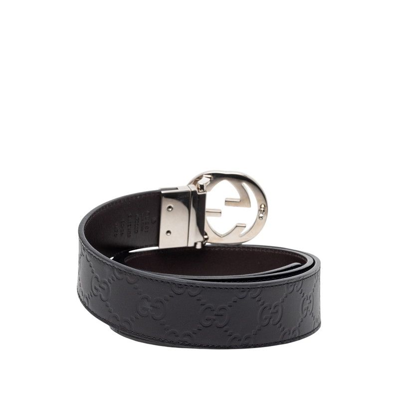 Gucci Guccissima Interlocking 90 36 Black Leather 1- Belt — view 3