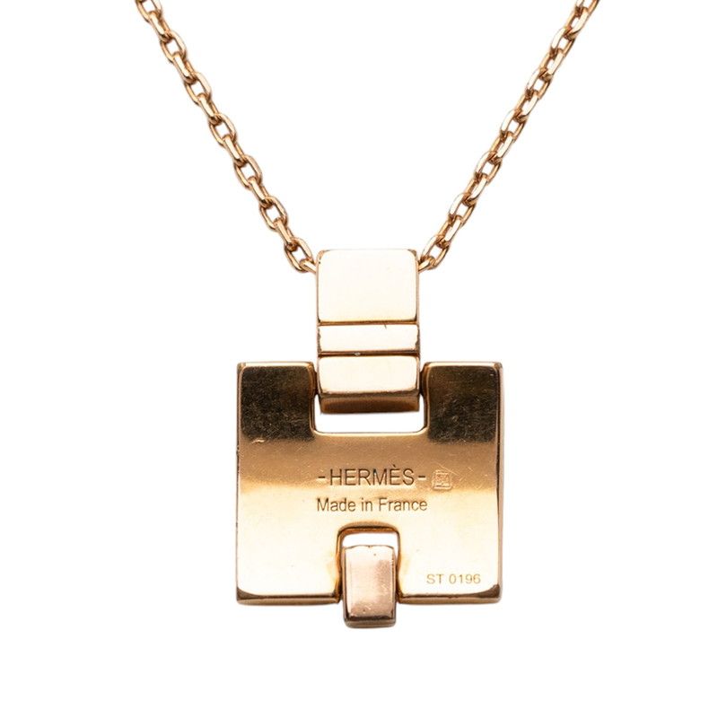 Hermes Irene Necklace Gold Pink Plated Enamel — view 2