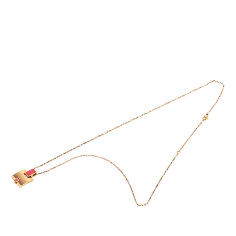 Hermes Irene Necklace Gold Pink Plated Enamel — view 3