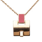 Hermes Irene Necklace Gold Pink Plated Enamel