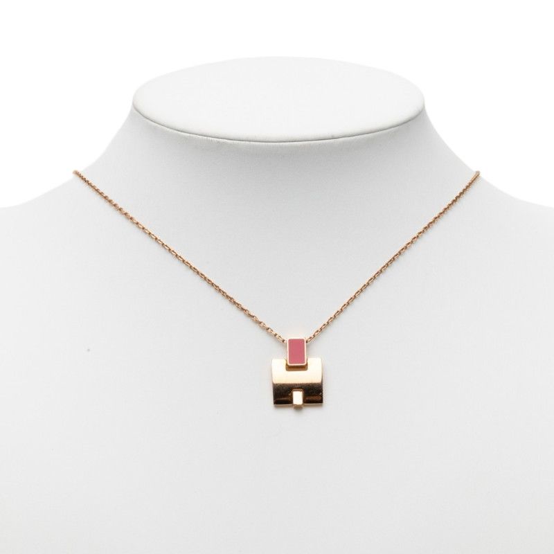 Hermes Irene Necklace Gold Pink Plated Enamel — view 5