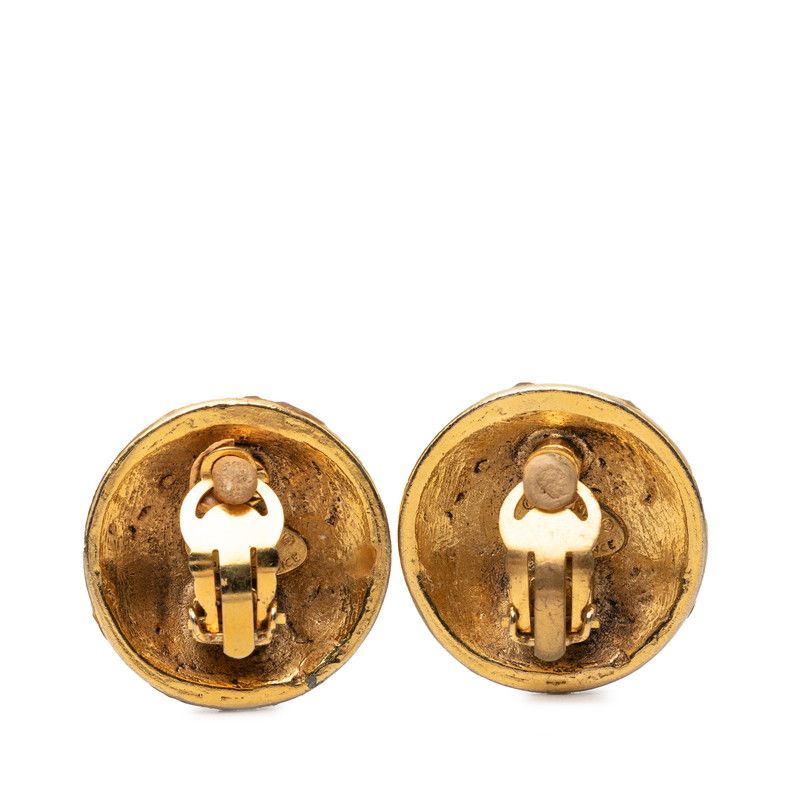 Chanel CC Logo Vintage Earrings 23 Gold Plated Rhinestone — view 2