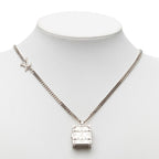 Louis Vuitton Pendant LV Trunk Necklace Silver Metal — view 5