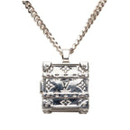 Louis Vuitton Pendant LV Trunk Necklace Silver Metal