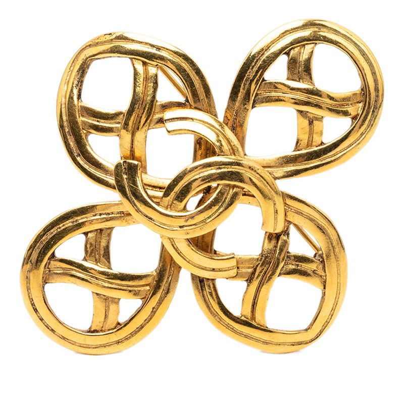 Chanel CC Logo Vintage Brooch Gold Plated