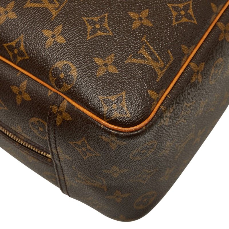 Louis Vuitton Monogram Deauville Handbag Brown Leather — view 9